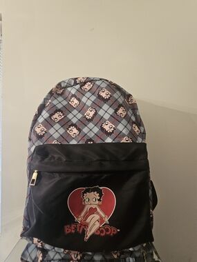 Betty Boop Black & Gray Patterned Backpack